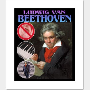 BEETHOVEN RAP TEE Ludwig Van Beethoven Cool Vintage Retro 90's Graphic Band T-Shirt Posters and Art